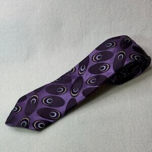 TED BAKER London Mens 100% Silk 60”x3”  Necktie Designer EUC Purple Swirl‎ Tie